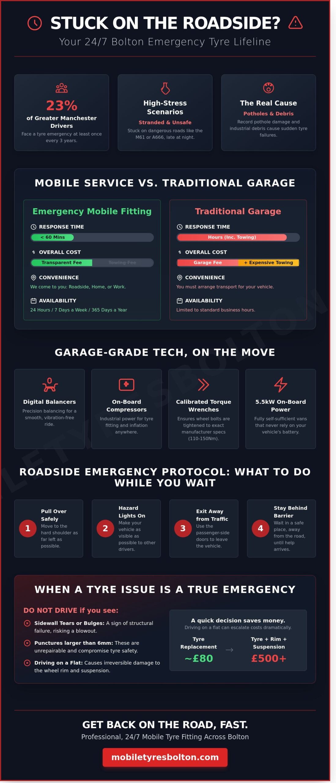 Emergency Mobile Tyre Fitting in Bolton: 24/7 Roadside Assistance